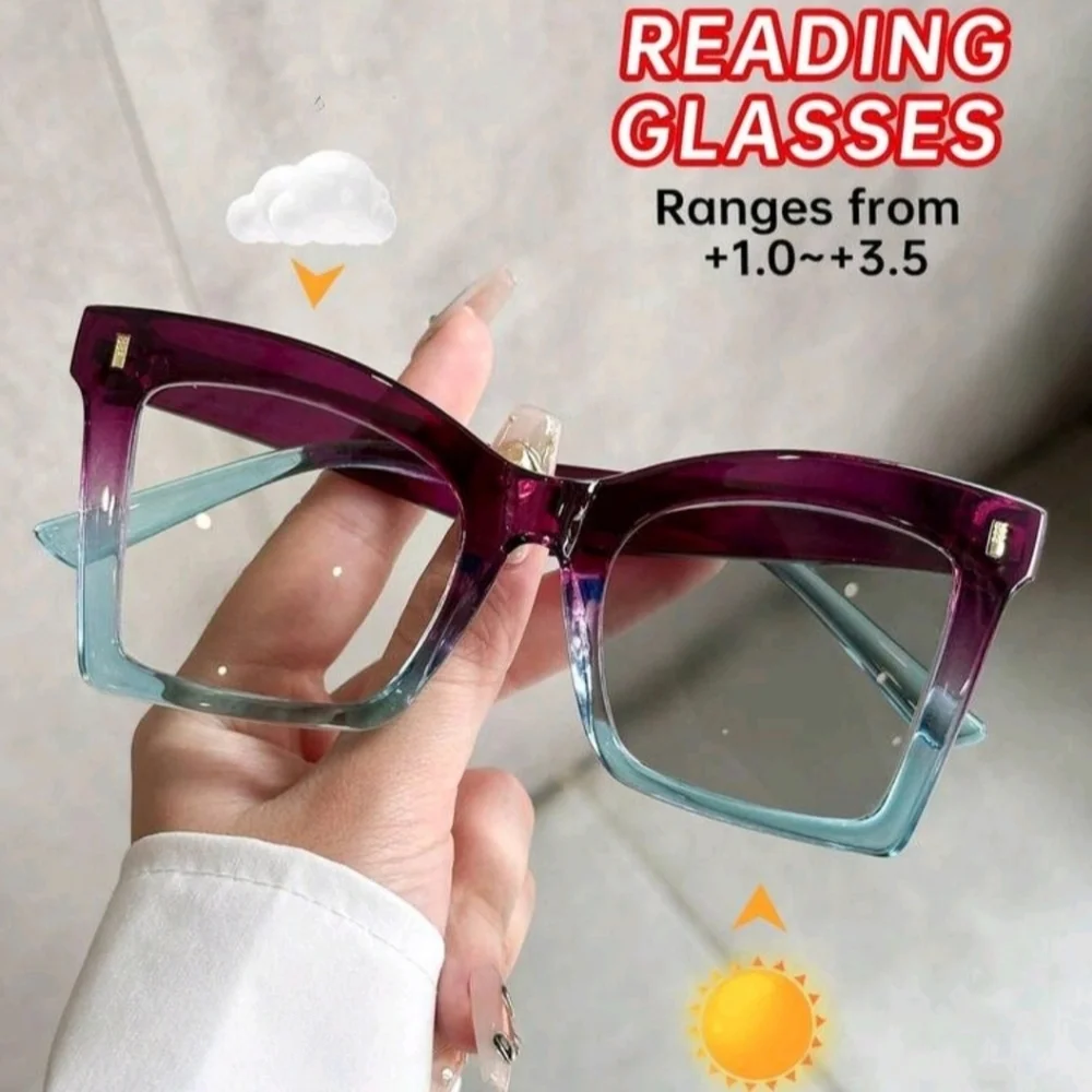 NEW Purple Oversize Fashion Transitional Reading (1.00) Glasses